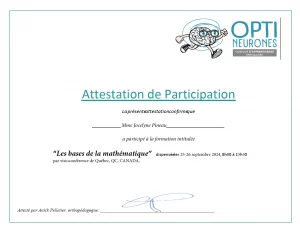 attestation les bases de la mathématique