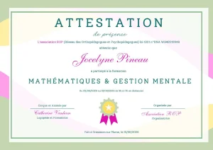 Attestation mathematiques et gestion mentale